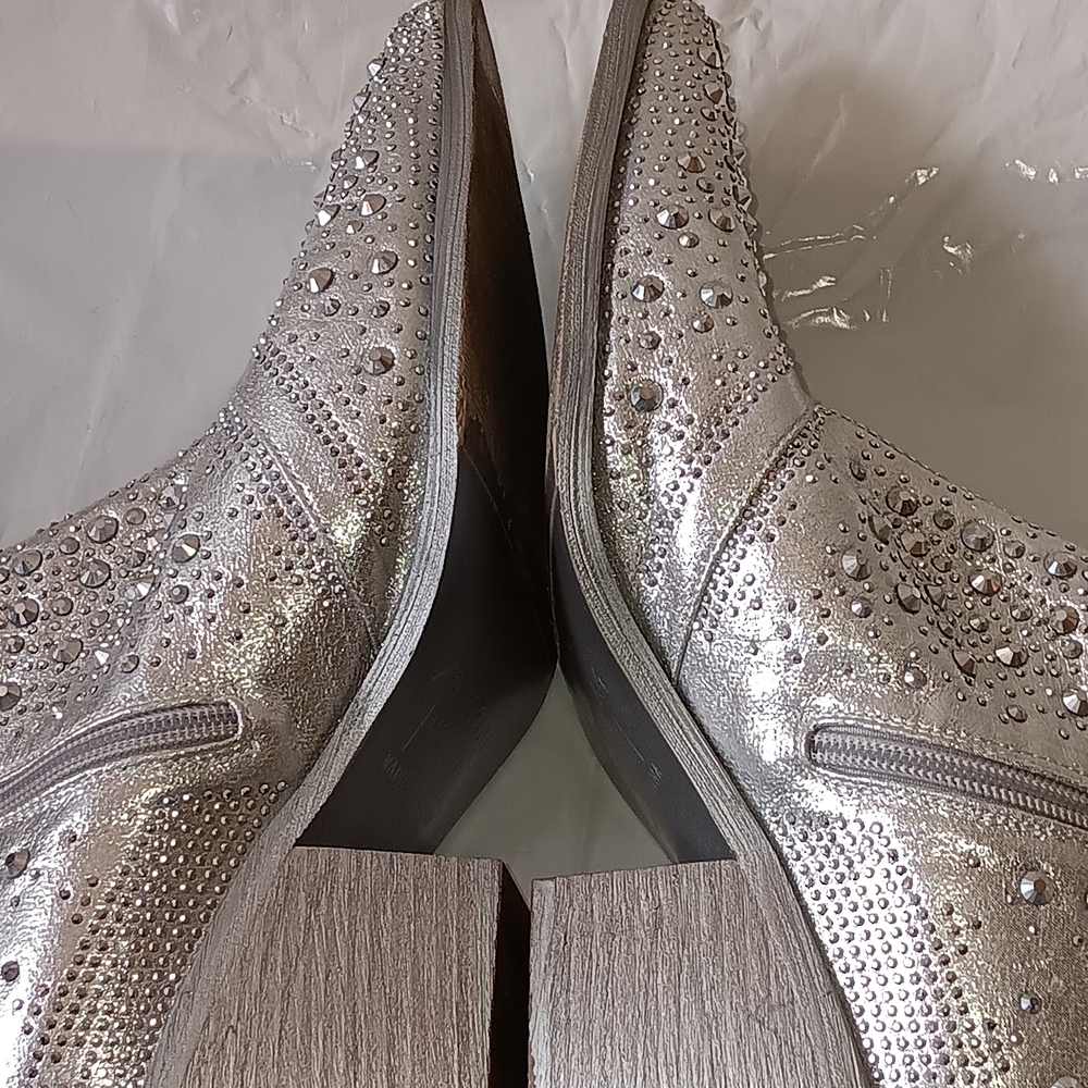 Silver Rhinestone Ankle Boots - Picture 4 of 8